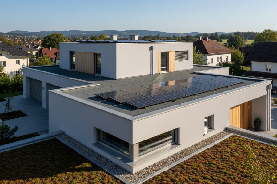Flachdach mit PV